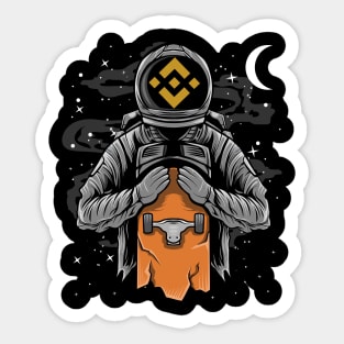 Astronaut Skate Binance BNB Coin To The Moon Crypto Token Cryptocurrency Wallet Birthday Gift For Men Women Kids Sticker